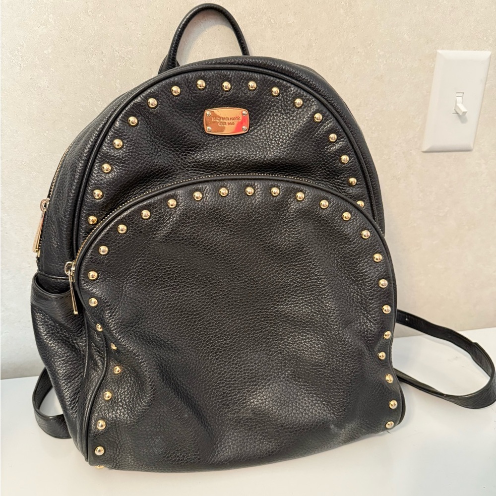 Michael Kors Black and Gold Studded Backpack
